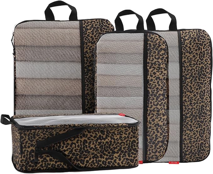U+U 4 Set Compression Packing Cubes - Ultralight Travel Organizers, Space-Saving Suitcase Organizer, Expandable Packing Cubes