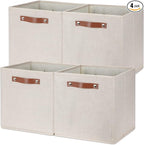 Temary Cube Storage Bins 12 Inch Storage Cubes 4PCs Fabric Organizer Bins Boxes with Handles, Sturdy Collapsible Closet Stora