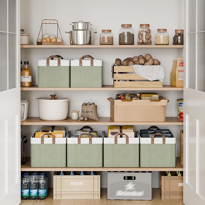 StorageWorks Storage Bins, Fabric Storage Bins for Shelves, Extra Large Storage Baskets with Metal Frame, Closet Baskets and 