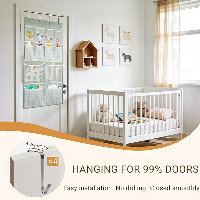 2 Pack- 12 Pocket Over Door Hanging Storage Organizer with 4 Kinds Pouch,Back of Closet Hanging Shelf Storage Organization fo