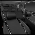 CAR PASS Bling Diamond Car Seat Covers,Shining Rhinestones Waterproof Faux Leather, 8 Seats 3 Rows with Zipper Glitter Crystal Sparkle Strips Universal Fit 95% MPV,SUV,CAR for Women Girl, Black