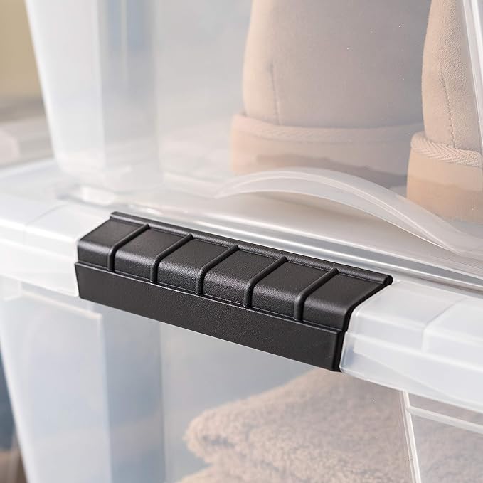 IRIS USA 32 QT Plastic Storage Box with Lid and Latches - 6 Pack - BPA-Free, See-Through Organizing Solution, Durable Nestabl