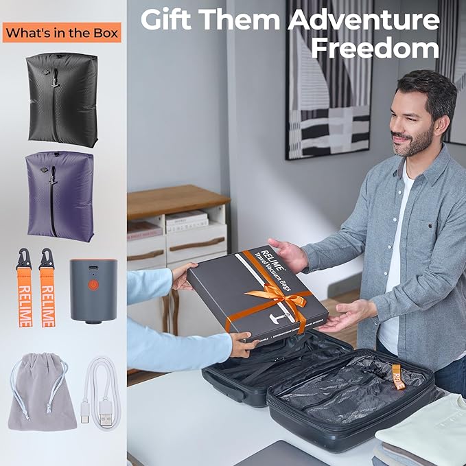 Relime Classic Series Vacuum Bags for Travel Luggage with Wireless Pump, Compression Bags for Carry On Suitcases and Backpack