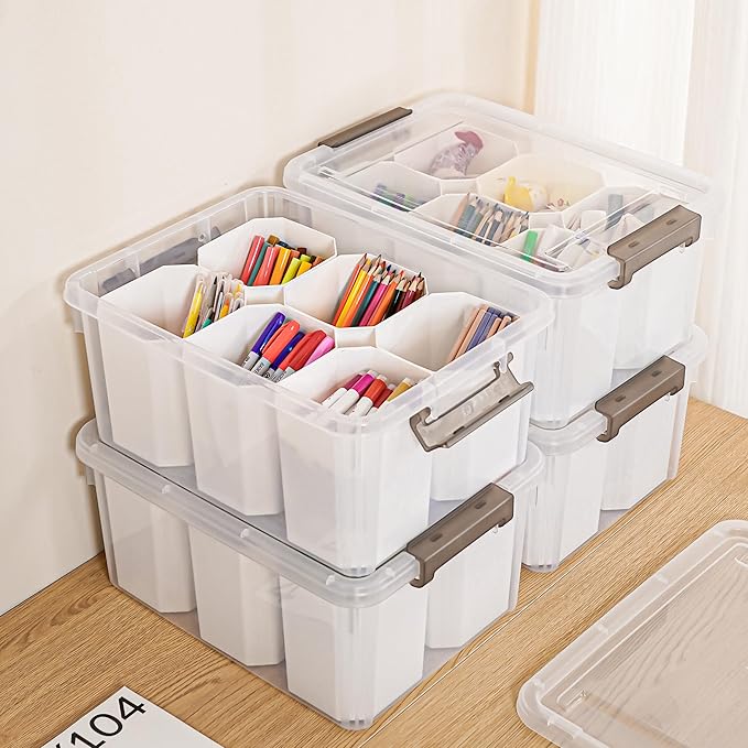 Citylife 17 QT Plastic Storage Bins Clear Storage Box with Lids Multipurpose Stackable Storage Containers for Organizing Tool