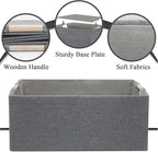Foldable Fabric Storage Cubes, 2 Packs Cloth Storage Baskets with Wooden Handles, Collapsible Shelf Closet Organizer Bins, Re