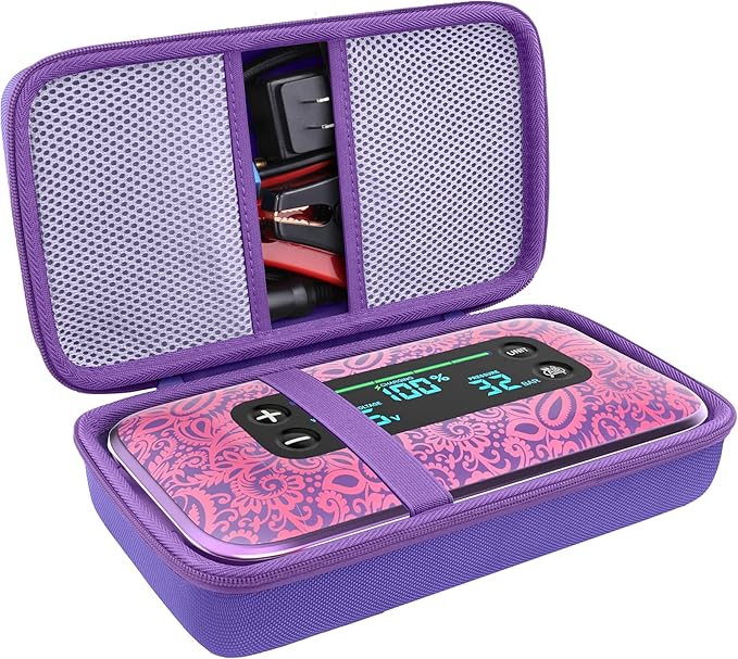 khanka Stroage Case for HALO Bolt Ultimate 2.0/HALO Bolt Air +1750 Portable Car Battery Jump Starter,Case Only (Purple)