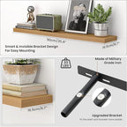 Heimlove 36 Inch Floating Shelves for Wall,Mounted Storage & Display Wood Shelves with Invisible Brackets,Hanging Shelf for B