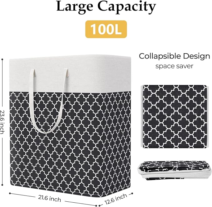 StorageRight Laundry Basket Hamper Large Collapsible Laundry Hamper with Easy Carry Handles，Freestanding Clothes Hampers for 