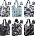 BeeGreen Reusable Grocery Bags for Groceries | Foldable Tote Bags with Handles Reusable Gift 6 Set - Heavy Duty Washable Polyester Travel and Shopping Basket - Bulk Bag for Women Animal Lovers