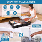 Vacuum Bags for Travel with Portable Electric Pump,12 Pack Vacuum Seal Bags for Luggage and Suitcase Compression, Space Saver