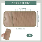 Sun Visor CD Holder, 12-Capacity Car Visor Organizer with DVD Sleeves and Mesh Pocket, Universal Visor Storage for Vehicle CD Case and Pen Holder Ergonomic Design (Khaki 1 Pcs)