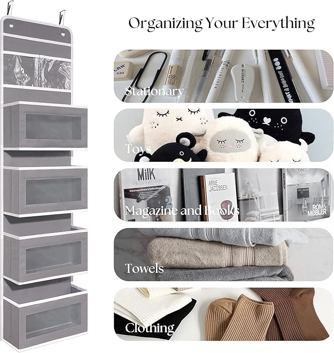Giraffe Creation Over Door Organizer with 4 Large Capacity Pockets, Hanging Organizer Storage for Closet Bathroom Nursery Bed