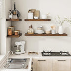 Vivelove 12" Deep Floating Shelves Over Toilet, 24" Wall Shelves for Bathroom Bedroom Kitchen Living Room Laundry Room, Farmh
