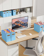 Oterri File Organizer Box, Portable Collapsible Cardboard File Folder Organizer with Handle for Letter Size Hanging Files, Do