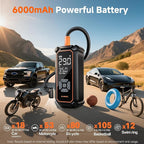 OlarHike Tire Inflator Portable Air Compressor, 150PSI Dual Power - 6000mAh & 12V DC, Cordless Air Pump for Car Tires, Bike, Motorcycle, Balls with LED & Digital Pressure Gauge, Auto Shut‑Off