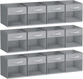 DIMJ Storage Cubes, 12 Pack Cube Storage Bin, Foldable Cube Organizer Storage Bins with Window, Closet Storage Bins with Hand