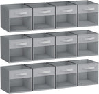 DIMJ Storage Cubes, 12 Pack Cube Storage Bin, Foldable Cube Organizer Storage Bins with Window, Closet Storage Bins with Hand