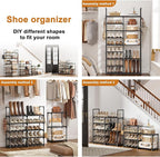 WOWLIVE 9 Tiers Shoe Rack Shoe Storage Shoe Organizer 30-35 Pairs Shoe Tower Unit Shelf Durable Metal Pipes with Plastic Conn