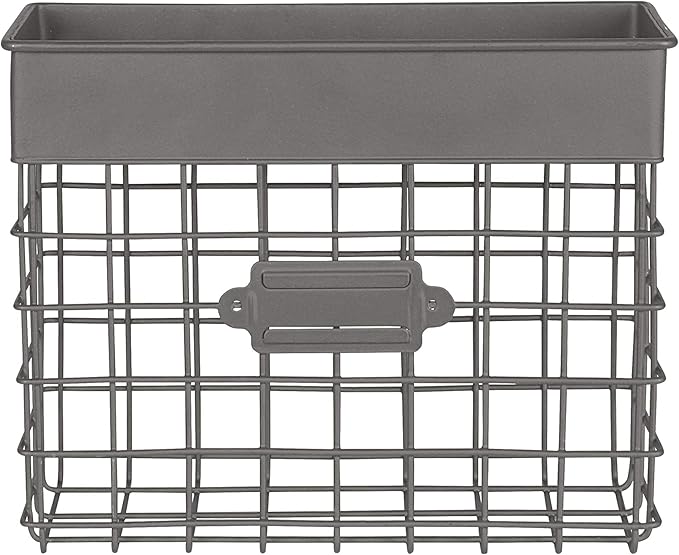 Spectrum Mail Sorter Organizer Wall Mount, Vintage Wall Basket, Office Entryway Mail Holder for Letters Bills Catalogs Files,