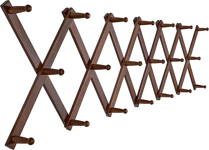 SKOLOO Hat Rack for Wall with 20 Hooks, Solid Wooden, Modern, Expandable Coat Rack Wall Mount for Coats, Hats, Bags, Baseball