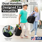 VeraMia Canvas Grocery Bag 3pc XL Set with Real Pockets, Long Shoulder Strap and Short Handle. Heavy Duty, Foldable, Washable