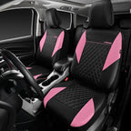 CAR PASS Pink Leather Seat Covers,Girly Quilting Pretty Cute Car Seat Cover with 5mm Composite Sponge Inside,Airbag Compatibl