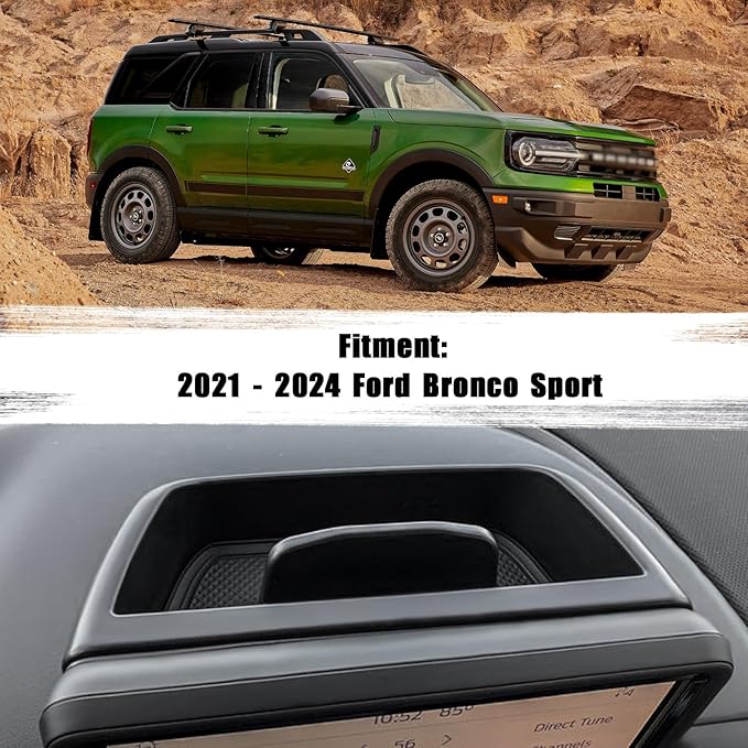 Center Console Dash Storage Tray Compatible with 2021 2022 2023 2024 Ford Bronco Sport CX430 Console Dashboard Organizer Box Phone Holder Insert Storage Tray Secondary Interior Accessories