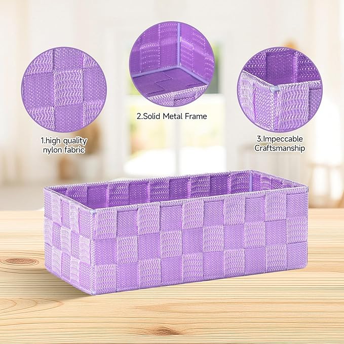 Posprica Woven Storage Baskets for Organizing, Small Black Baskets Cube Bin Container Tote Organizer Divider for Drawer, Clos