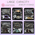 Travel Jewelry Organizer Case,Jewelry Bags for Traveling, Jewelry Binder with 24 Pcs Clear Zipper Velvet Pouches for Storing 
