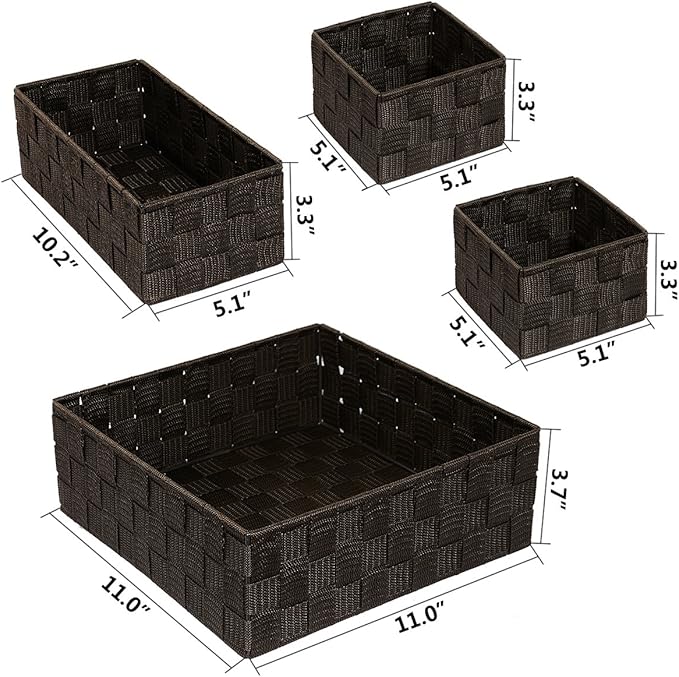 Posprica Woven Storage Baskets for Organizing, Small Baskets Cube Bin Container Tote Organizer Divider for Drawer, Closet, Sh