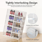 Foluck X-Large Shoe Storage Box, 15 Pack Clear Plastic Stackable Shoe Organizer for Closet, Interlocking Design Shoe Containe