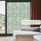 Spring Window Clings Decorative,3D Rainbow Window Privacy Film Sunroof Stained Glass Film, Non-Glue Static Cling Tint for Home Room Bathroom Glass Door Decor(Green Leaves, 16.9" x 39.4")