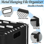 2 Pack Hanging File Holder, 10 Hanging Folders, Metal Mesh, Letter Size Folder Storage, Desktop Storage Cabinets, Office Scho