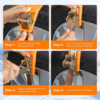 Fohil 8 Pack Snow Chains, Adjustable Portable Tire Chains for Car Truck SUV, Universal Thickened Emergency Snow Tyre Chains (