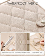 Vlando Travel Jewelry Organizer Case,Jewelry Storage Book Ring Binder with Clear Zipper Velvet Pouch Bag for Traveling,Rings,