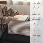 Sea Team Collapsible Extra Large Canvas Fabric Storage Basket with Handles, Rectangle Waterproof Storage Bin, Box, Cube, Fold