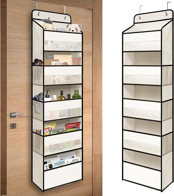 TYMENSH Over Door Organizer with 5 Large Pockets, Heavy Duty Hanging Organizer Storage, Closet Bathroom Nursery Bedroom Dorm,