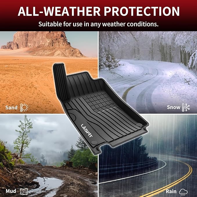 LASFIT Floor Mats for Mercedes Benz GLB 250/35 AMG 2026 2025 2024 2023 2022 2021 2020, All Weather TPE Custom Fit Floor Liners for Mercedes Benz GLB250 & GLB35 AMG 1st & 2nd Car Mats, Black