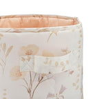 Crane Baby Wildflower Quilted Storage Basket, 13"x13", Cotton Fabric Basket for Baby Clothes Storage, Girls Nursery Decor, Ba