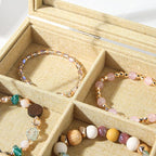 Coward Jewelry Organizer Box, Yellow Linen 12 Grids Bracelet Bangle Necklace Jewelry Display Tray Case with Transparent Glass