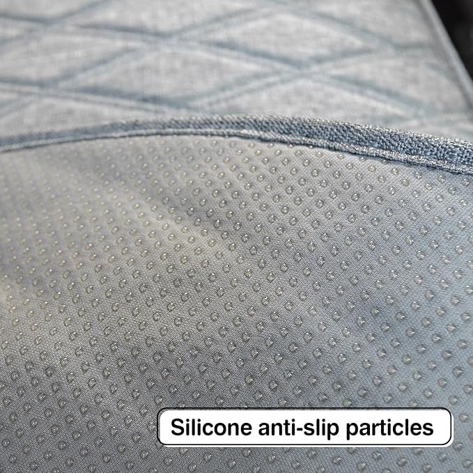 Universal Grey Anti-Slip Rear Car Seat Cover Size L - Faux Linen Bottom Bench Seat Cushion Fits Most of Vehicles Cars Truck S