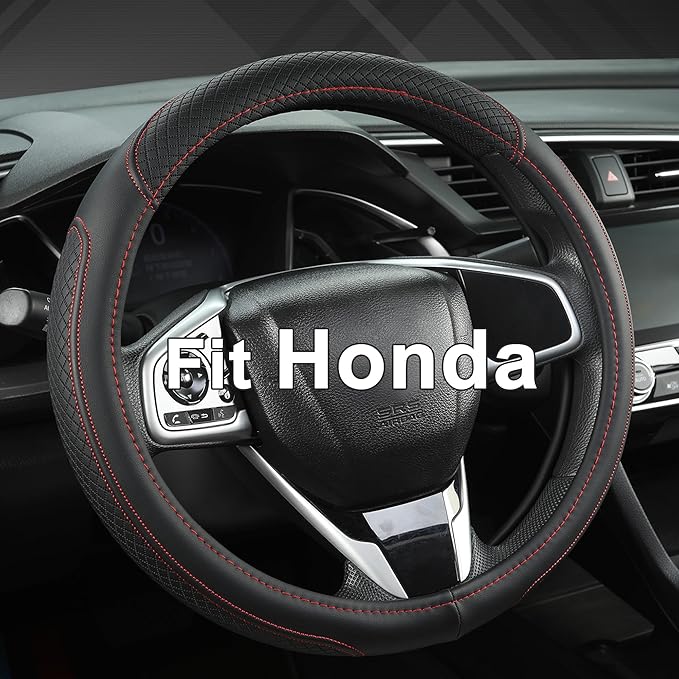 West Llama Customized Auto Car Steering Wheel Cover for Honda Accord Civic CR-V HR-V Pilot Fit Passport Odyssey 14.5-15inch(B
