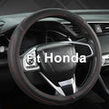 West Llama Customized Auto Car Steering Wheel Cover for Honda Civic, CR-Z, Insight, S2000, 14-14.25inch(Black+Red-Small Size)