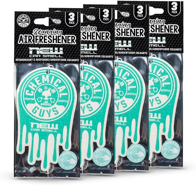 Chemical Guys Car Fresheners, Hanging Air Fresheners - New Car Scent for Cars, Trucks, SUVs, RVs, Home, Office, Work, Dorm Ro