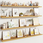 Fun Memories Picture Ledge Shelf, Floating Shelves Set of 4, 48 Inch Picture Shelves for Wall with Ledge, Large Nursery Book 