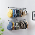 Hat Rack Wall Cap Organizer - Baseball Hat Racks Display Holder with 40 Hooks - Modern Metal Black Hats Storage Wall Mounted 