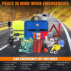 Emergency Car Kit,Roadside Emergency Tool Kit for Vehicle Truck with Air Compressor Jumper Cable First Aid Kit,Winter Auto Ro