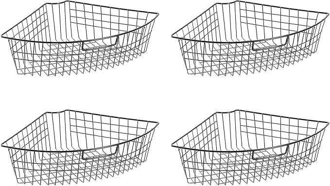 Leeden Lazy Susan Organizer Basket for 24" Diameter Turntable - 16.3" x 10.3" x 4" Metal Organizing Storage Bins (6 Packs) - 