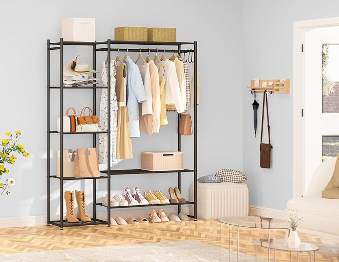 Neprock Wardrobe Closet, Portable Clothing Rack for Hanging Clothes, Free Standing Closet Organizers and Storage System with 