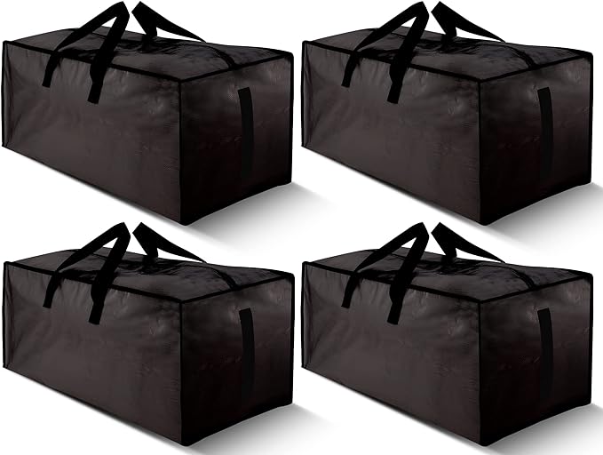 HOMESURE 4 Pack Large Strong Moving Bags with Zippers & Carrying Handles - Water-Resistant - Heavy Duty Storage Tote for Spac